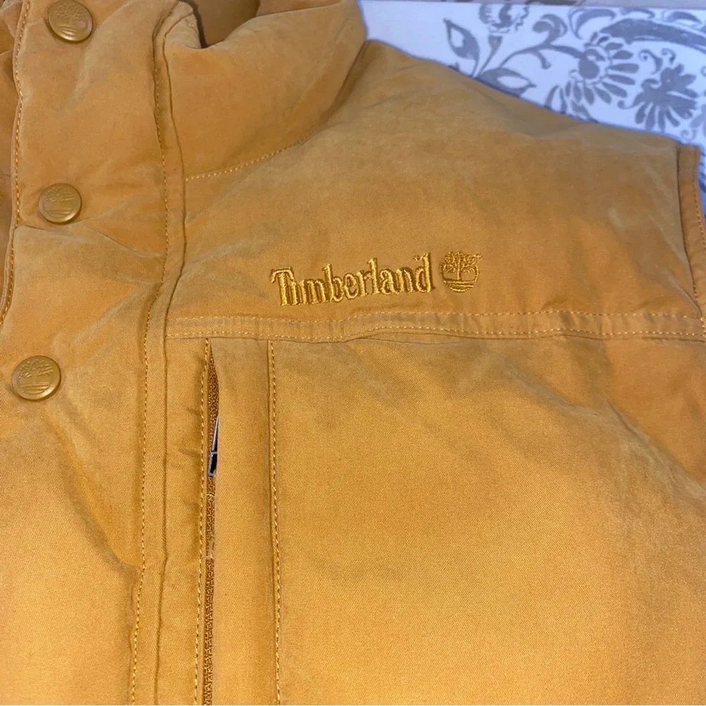 Vintage Timberland Vest WeatherGear‎ Men Tan Duck Down Camping Outdoor